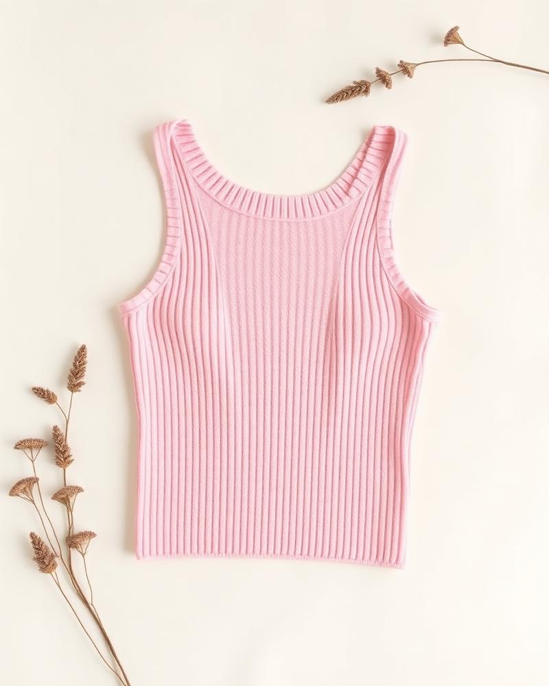 Ribbed Pink Tank