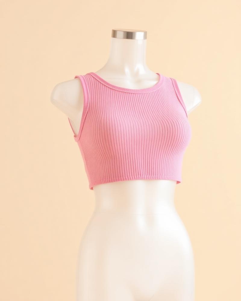 Cropped Rib Tank — Rose