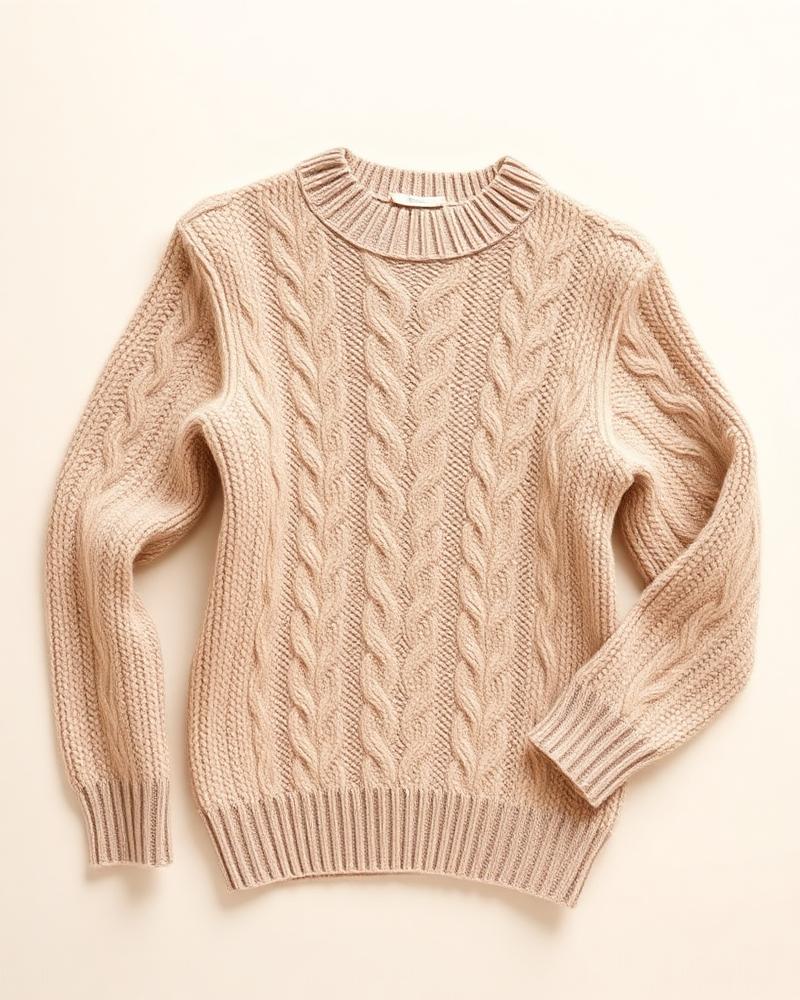 Cable Knit Pullover — Camel