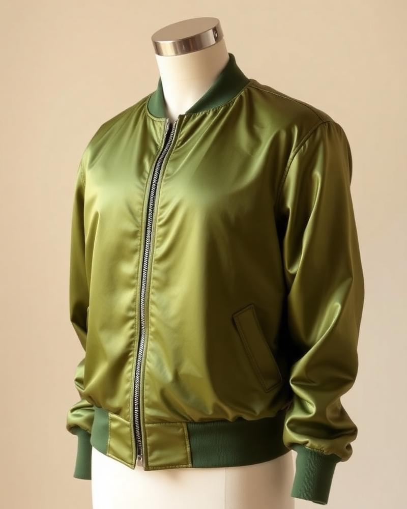Olive Satin Bomber