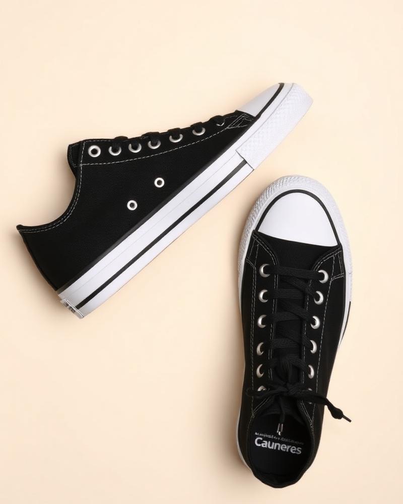 Low-Top Canvas Sneaker — Black