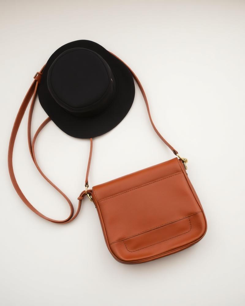 Leather Shoulder Bag — Cognac